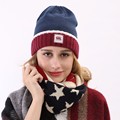 2015 Hot Sale Cheap Christmas Wool Winter America Flag Blue Red Knitted Ladies Beanie Loop Infinity