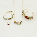 New Flower Jewelry Sets Top Quality Blue Red Yellow White Flowers Necklace Ring Bangle Bracelet Party