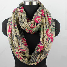 Newspaper UK Union Jack Print Long Scarf Infinity 2 Loop Cowl Scarf