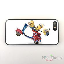 Minions British Scooter Dispicable Me back skins mobile cellphone cases for iphone 4/4s 5/5s 5c SE 6/6s plus ipod touch 4/5/6