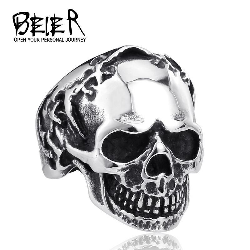 New arrival New Design Vintage Fashion Stitches Skull Ring BR2111 US size