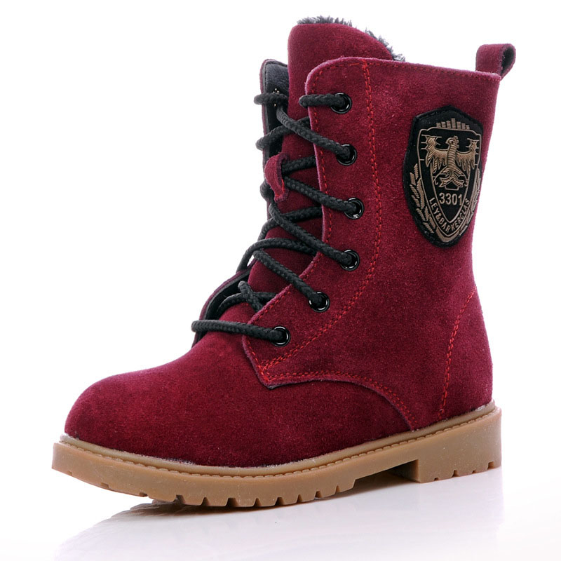 2015 High quality winter children snow boots Genuine Leather boys and girls boots Comfortable kids warm