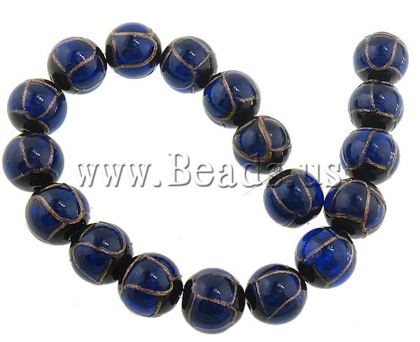 Free shipping!!!Gold Sand Lampwork Beads,Brand jewelry, Round, blue, 16mm, Hole:Approx 2mm, Length:Approx 11 Inch, 5Strands/Lot