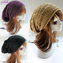 2015 hat triangular diamond lattice The Korean version winter wool bonnet Pile of pile cap sleeve head knitted cap N636
