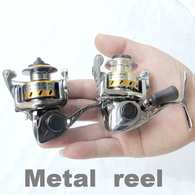 free shipping mini pure metal ice fishing reel pocket spin size 500