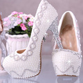 White Wedding Bridal Dress Shoes Super High heel 14cm Fashion Lady Shoes Match anniversary party Woman
