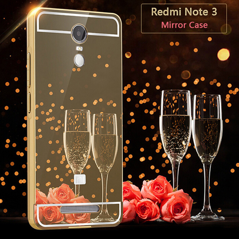 For Xiaomi Redmi Note 3 Case Luxury Mirror Metal Aluminum Frame & Acrylic Hard Back Cover For Redmi Note 3 Wholesale 100pcs/lot