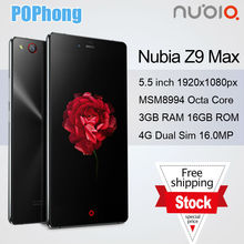 ZTE Nubia Z9 Max 5.5” Android 5.0 Qualcomm Snapdragon 810 Octa Core Cell Phone 3G RAM FDD LTE Dual SIM 16MP