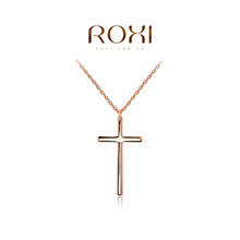 ROXI 2015 New Fashion Jewelry Rose Gold Plated Statement Cross Pendant Necklace For Women Party Wedding Free Shipping2030429275B