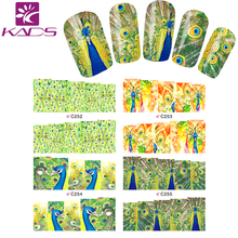 HOTSALE C252 255 Beauty peacock nail art stickers decal for women water transfer nail sticker decorations