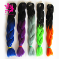Ombre Kanekalon Braiding Hair Yaki long Kanekalon fibre Box Braids Hair length 24 100g Purple Braiding