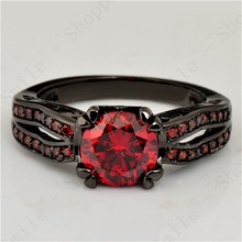 Vintage Style Ruby Jewelry Four Double Claw Ring Size 6 7 8 9 10 Red CZ