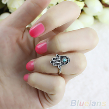 Hot Women New Come Retro Silver Hand Of Fatima Hamsa With Evil Eye For Protection rings ring