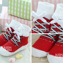 Baby Anti slip Short Stocks Infant Shoes Shape Stripe Cotton Socks 0 4Y