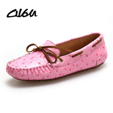 Shoes Woman Ostrich embossed Leather Women Shoes soft Flats 3 Colors Loafers Slip-On Women’s Flat Shoes Moccasins NEW 35-40 051