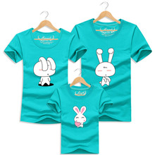 1 pc Rabbit 95% Cotton Red White Family Couple T Shirt Cartoon Women Men XL Shirts Kid Summer Short Sleeves Good Rabbit T-Shirts