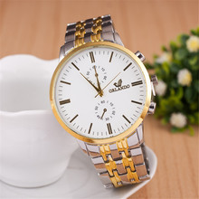 2015 Free shipping relogio masculino quartz watch Full steel Sliver strap men s watch high quality