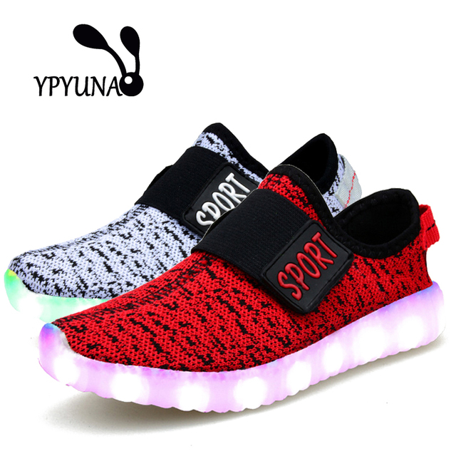 Eur25 37 USB Rechargeable Kids Basket Led Children Shoes With Light Up Glowing Luminous Shoes for