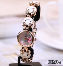 El nuevo Ladies relojes Rhinestone chapado en oro a la moda casual reloj pulsera de lujo gato de dibujos animados relojes de cuarzo correa relojes F438