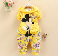 2014 new fashion Spring Autumn baby girls Sport suit set minnie children hoodies pants clothes sets