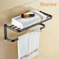Beelee BL7703R Bathroom Shelf With Towel Bar Bathroom Accessories Set Towel Rack with Rack Oil Rubbed