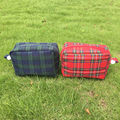 Wholesale Blanks Plaid Cotton Cosmetic Bags Check Design Makeup Bag Cosmetic Case with Zipper Closure DOM103386