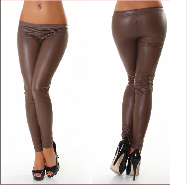 Free Shipping Low Waist Faux Leather Leggings Pp8380 Sexy