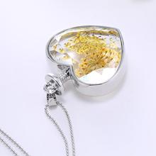 Vintage Silver Color Jewelry Fashion Glass Collares Dry Flower Statement Necklace for Women Fine Jewelry Christmas