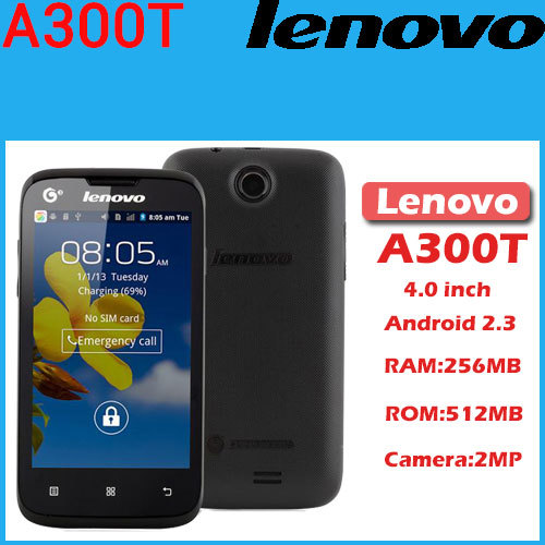 Original Lenovo A300T cell phones 4 inch TFT Single SIM phone Android 2 3 WIFI 2MP