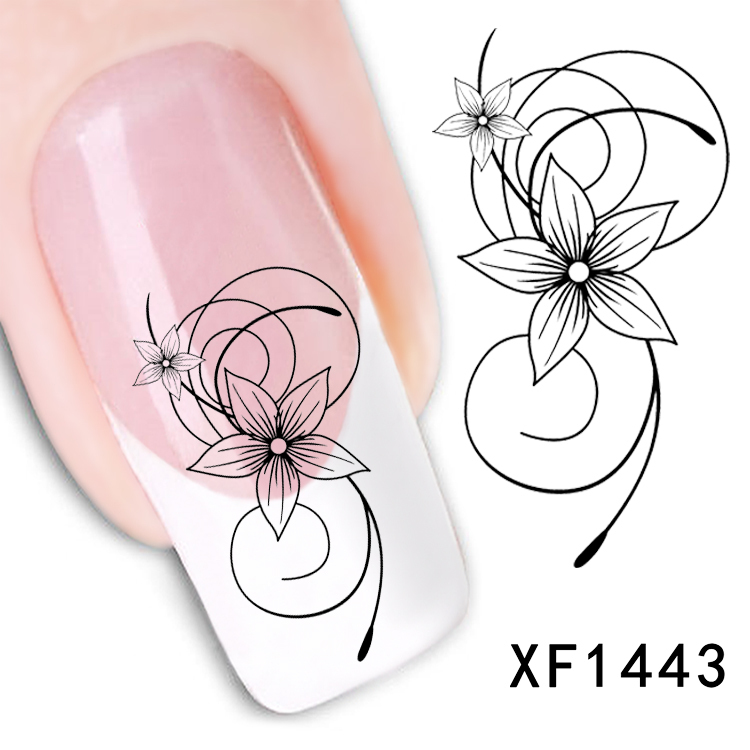 Fashion beautiful DIY Japanese watermark cute black flower 3D Design Tip Nail Art Nail Sticker Nail