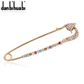 Rose Gold Safety Pin Brooch Jewelry Fashion Rhinestone Animal Fox Brooches For Women Scarves Corsage Sweater