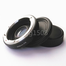 NIK0N F lens to Pentax K PK camera Lens Adapter Infinity focus Glass + BODY rear lens cap