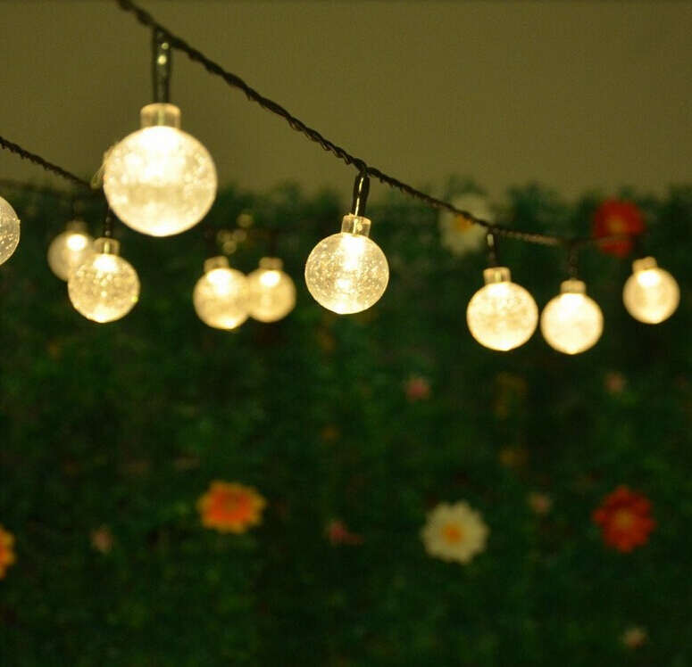 Hot! Solar Powered Led Outdoor String Lights 5M 20LEDs Crystal Ball Globe Fairy Strip Lights for Outside Garden Party Holiday Hot! Solar Powered Led Outdoor String Lights 5M 20LEDs Crystal Ball Globe Fairy Strip Lights for Outside Garden Party Holiday