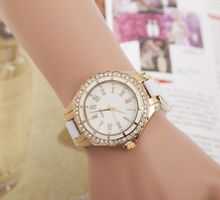 2016 New Fashion Imitation Ceramic Watch Luxury Rhinestone Watches Women Brand Analog Quartz Watch Roman Scale