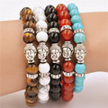 New Arrival 5 Colors To Choose Design 8MM Weathering Agate Stone Beaded Energy Buddha Head Bracelet