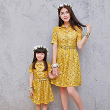 2016 summer new bird print silk dress Mori Department of Family fitted mother of women