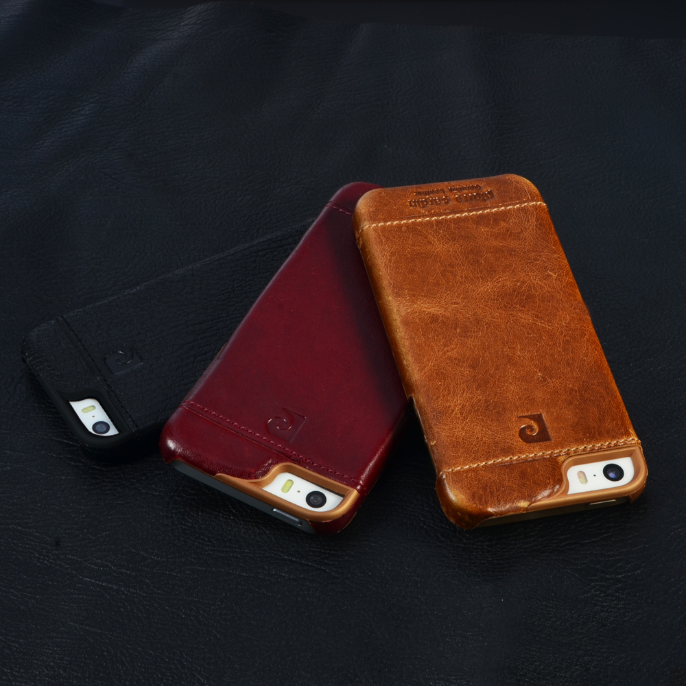 Pierre Cardin Genuine Leather 2015 Fashion Luxury Cell Phone Case For iPhone SE 5 5G 5S