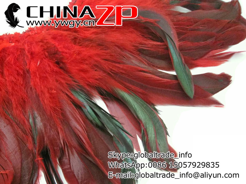 Rooster Fetahers, 4 Inch Strip - RED Half Bronze Schlappen Rooster Feathers2