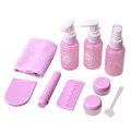 10pcs Makeup Spray Bottle Lotion Container Toothbrush Mirror Travel Portable Refillable Bottle Cosmetic Tool Kits with