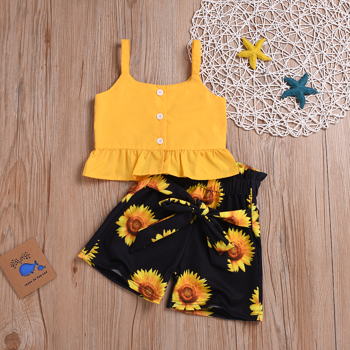 2PCS Girl Cute Bow Vest Tops Shorts Pants Clothes Summer Outfits Skirt Set