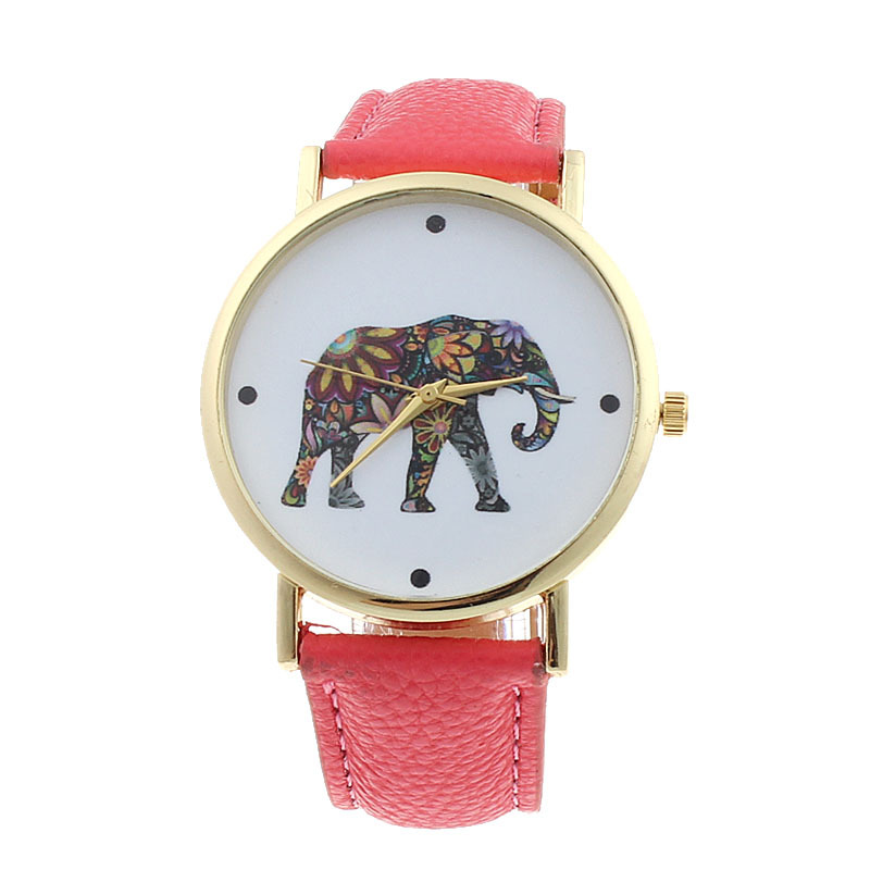 2015 Fashion Women Wrist Watch Elephant Pattern PU Leather Analog Quartz Dial Alloy Watch For Gift Relogio Wholesale Freeship