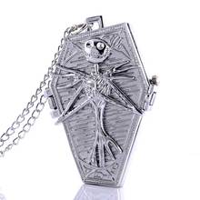 2016 New Silver Nightmare Before Christmas Pocket Watch Necklace Men Women Steampunk Pendant Gift