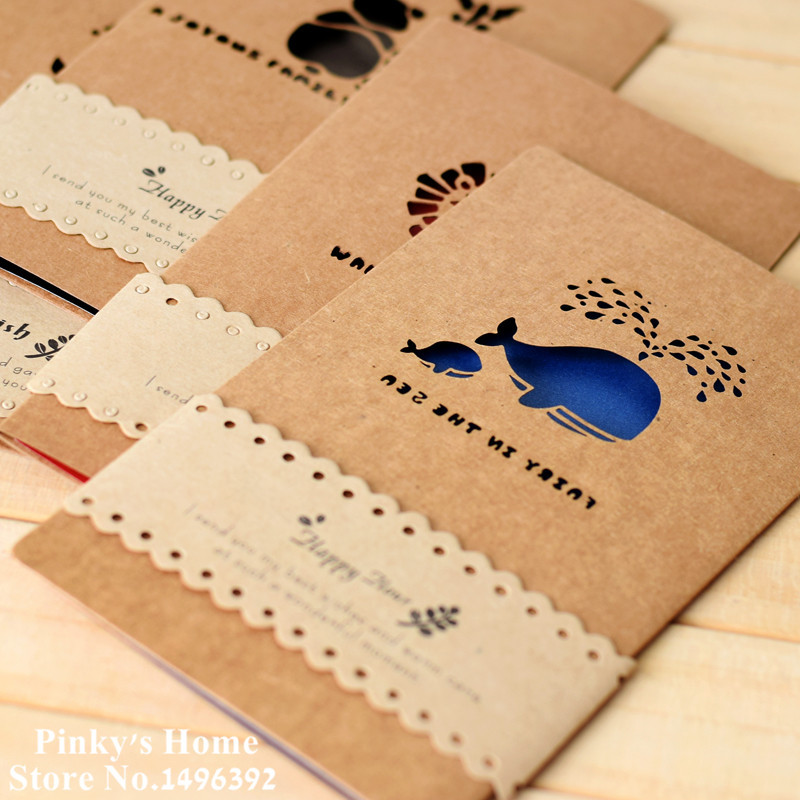 Vintage Wind Card Hollow Out Kraft Paper Card Creative Cute Postcards Birthday Card Gift Invitation Greeting Cards With Envelop