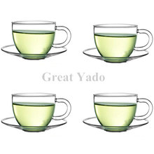 4 sets/lot, glass coffee/tea cups with saucer Espresso cup for coffee&tea sets 100ml/3.5oz