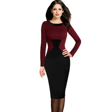 Women Long sleeved Red font b Plaid b font Stitching Knee Length Gown Dress funnel Waist