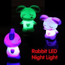 Hotsale Children Kid Favor Gift Toy LED Night Light Rabbit Lamp Color Changing