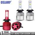 Oslamp 2pcs H7 80W 72W Car LED Headlight Bulb CREE Chips 9600lm 8000lm White 6500K Auto