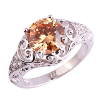 New Romantic Elaborate Morganite White Topaz 925 Silver Ring Size 6 7 8 9 10 11 Free Shipping Wholesale Women New Rings Jewelry