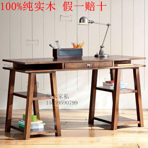 solid wood tables minimalist modern office computer desk desk bookcase 