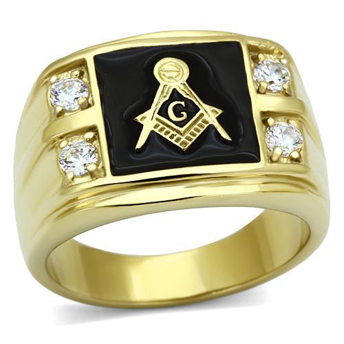 New Arrival Men s Stainless Steel CZ Masonic Ring AAA Quality Cubic Zirconia Ionic Gold Environmental